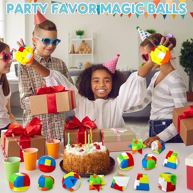 Jenaai 36 Pcs Brain Teaser Puzzles for Kids 3D Plastic Sphere Puzzle Chain Mind Game Puzzles for Boys Girls Holiday Christmas Challenge Game Party Favors Gift