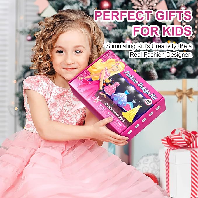 Axirata 1000+PCS Fashion Designer Kit for Girls Creativity DIY Arts & Crafts Kit for Kids with Fashion Design Sketchbook, 4 Mannequins, Sewing Kit for Teen Girls Birthday Gift Age 6 7 8 9 10 11 12+