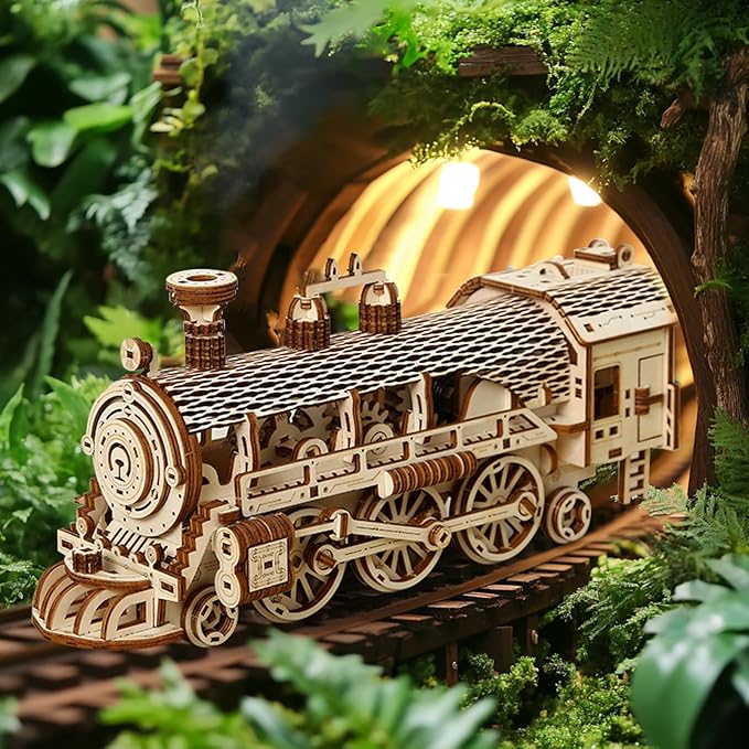 3D Wooden Puzzle for Adults, Mechanical Steam Trains Puzzle, DIY Vehicle Model Building Kit Handicraft Wood Craft Hobbies Toy, Birthday for Hobbyist 14+ Family Women Men, 361 Pcs