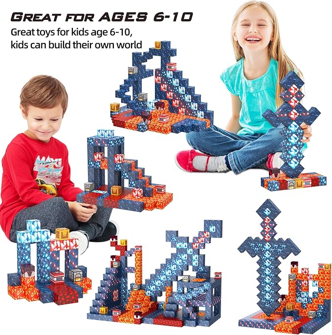 Magnetic Blocks 100 Pcs Building Toys Gifts Construction Toys for 3 4 5 6 7 8 Year Old Boys & Girls, STEM Montessori Sensory Creative Kids Toys