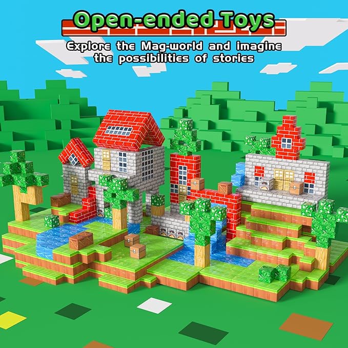 Magnetic Blocks - 100PCS Toy Build Set, Magnetic Building Blocks STEM Sensory Toys, Creative Kids Gift for 3+ Year Old Boys Girls (City)