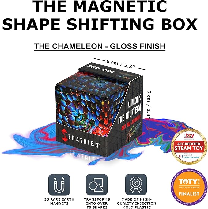 SHASHIBO Jumbie Shape Shifting Box - STEM Magnetic Fidget Cube That Transforms Into Over 70 Shapes, Download Fun in Motion Toys Mobile App (The Chameleon)