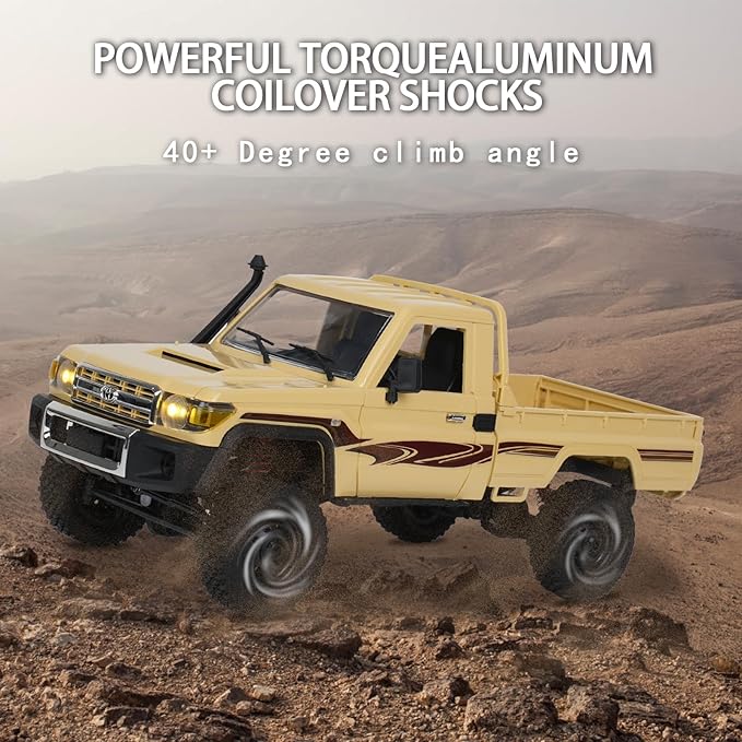 MN82 RC Rock Crawler, 2.4Ghz Toyota Remote Control Truck, 4WD 2 Speeds Switch RC Crawler Off-Road Pick-up with 2 Upgraded 1200mah Battery, 1/12 Scale Trucks (with Gift)