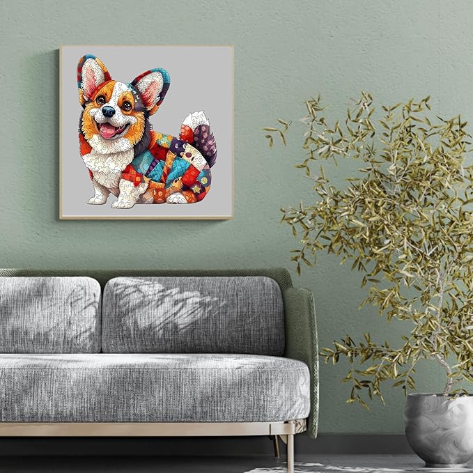 Wooden Puzzles for Adults, Wooden Jigsaw Puzzles for Adults Kids, Wood Puzzles Adult-Patchwork Corgi Unique Shaped Corgi Puzzle, Creative Birthday Gifts for Friends Family Game (11.4 * 10.4in 195pcs)