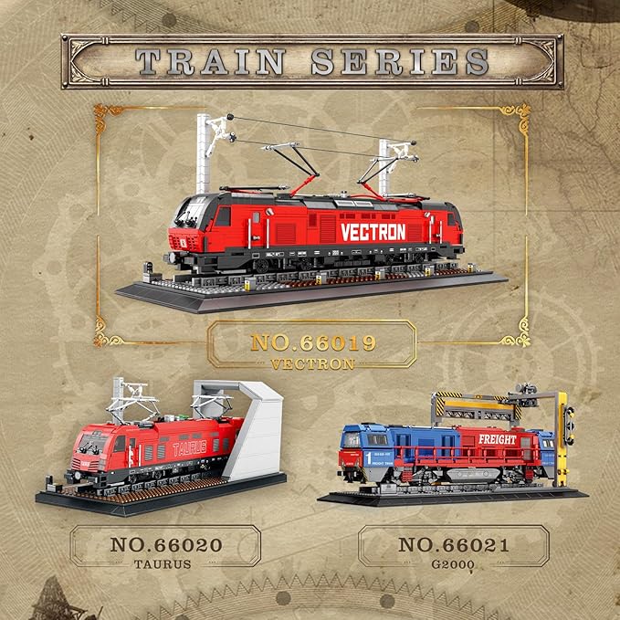 Train Building Block Kit with Base,MOC City Train Sets,Classic Vectron Electric Truck 66019,Model for Adult Car Lovers,Gift Ideas for Girls Boys Home Décor,1757 PCS