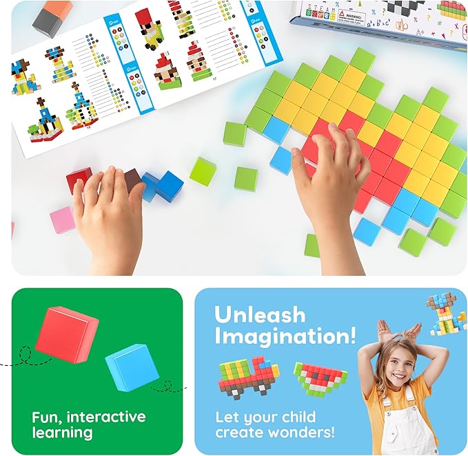 Picasso Cubes 1” Magnetic Puzzle Cubes 108 Piece Magnet Construction Building Block Set Sensory Toy Early Education STEM Learning, Free Ideabook with 50 Ideas, Children Age 3+ Boy Girl PMC108