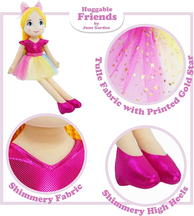 June Garden 30" XL Ballerina Princess Polina - Stuffed Plush Life Size Soft Doll - Pink Outfit - Gift for Toddlers and Little Girls