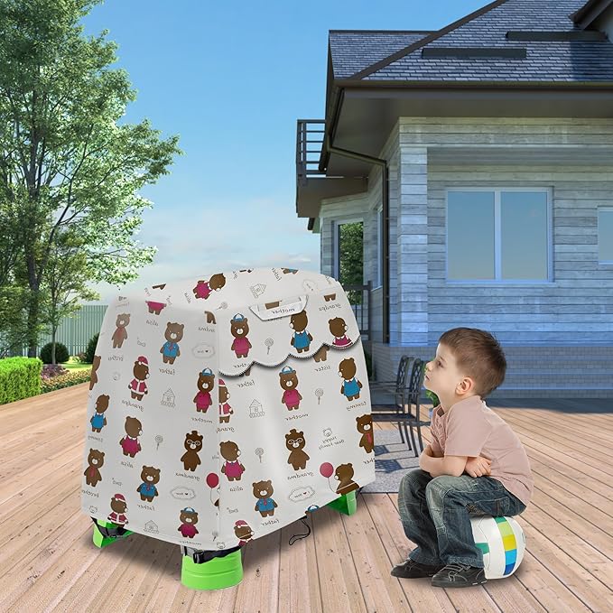 Water Table Cover with Wave Vent - 600D Waterproof UV/Dustproof for Step2 Splash Pond Kids Play Table (Bear Design Cover Only)