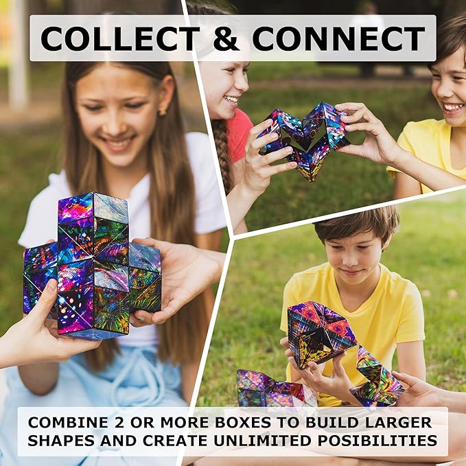 SHASHIBO Jumbie Shape Shifting Box - STEM Magnetic Fidget Cube That Transforms Into Over 70 Shapes, Download Fun in Motion Toys Mobile App (Cosmic Surfer)
