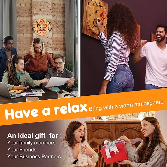 Hook Game Ring Toss for Adults & Kids, Wooden Board Dart Wall Game, Outdoor Indoor Games for Family and Friends, Played at Dorm, Beach, Party, Camping and Yard