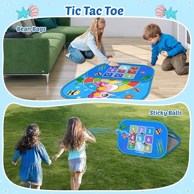 5-in-1 Bean Bag Toss Game for Kids, Animal Corn Hole Outdoor Toy for Toddler, Outside Yard Party Lawn Backyard Games Birthday Gift for Boy Girl Age 3 4 5 6 7 8