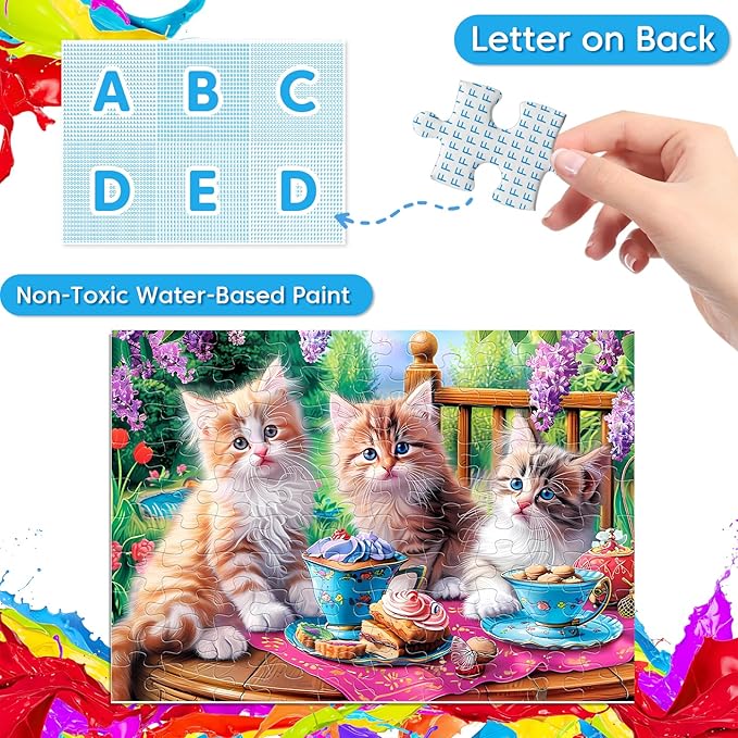 Puzzles for Kids Ages 6-8 - 4 x 100 Piece Puzzles for Kids Lovely Animals Large Piece Jigsaw Puzzles for Seniors Educational Toys Gifts Kids Puzzles for 4 5 6 7 8 9 Year Olds Boys Girls