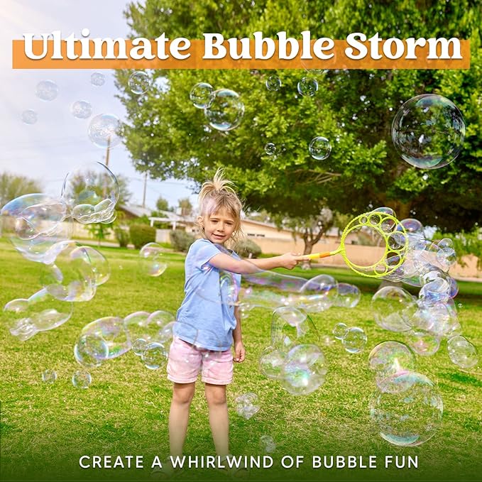 JOYIN Big Bubble Wands Set Bulk for Kids Summer Outdoor Activity Party Favors, 18 Pcs Giant Bubble Maker with Tray, 12" Large, 6 Pcs Solution Suitable for All Age People
