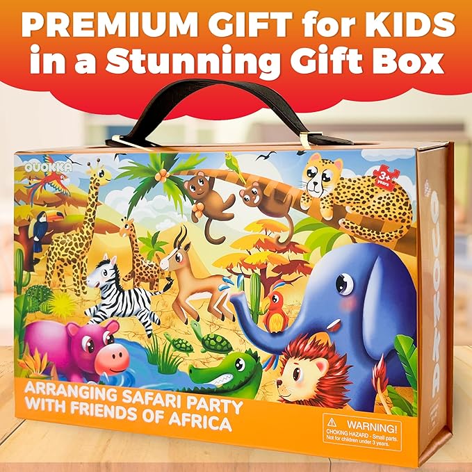 QUOKKA Giant Floor Puzzles for Kids Ages 3-5 - 2x3 Feet 48 Piece Puzzles for Kids Ages 4-8 - Educational Toys on Large Puzzles for Boys and Girls Ages 3-5 - Africa Toy Gift Activities