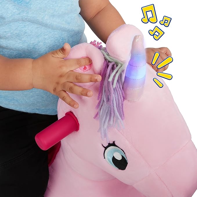 Radio Flyer Shimmer The Magical Unicorn with Interactive Lights and Sounds, Ride On Toy for Toddlers Ages 1-3, Pink Unicorn Toy for Kids