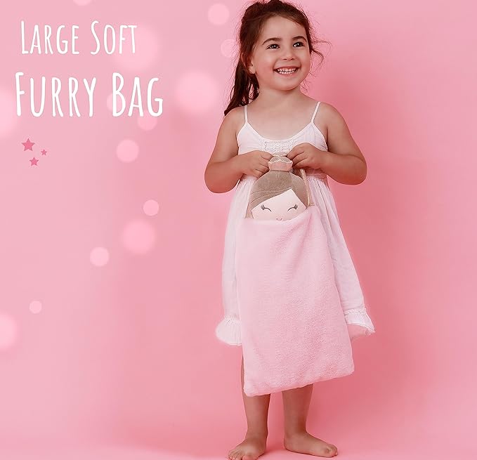 Perfectto Design Ballerina Princess Doll Stuffed Animal for Girls Toy Set - Bag, Tutu, Wings Play for 3 4 5 Year Old Girl Gift for Little Girl, Birthday, Christmas Age 3-9