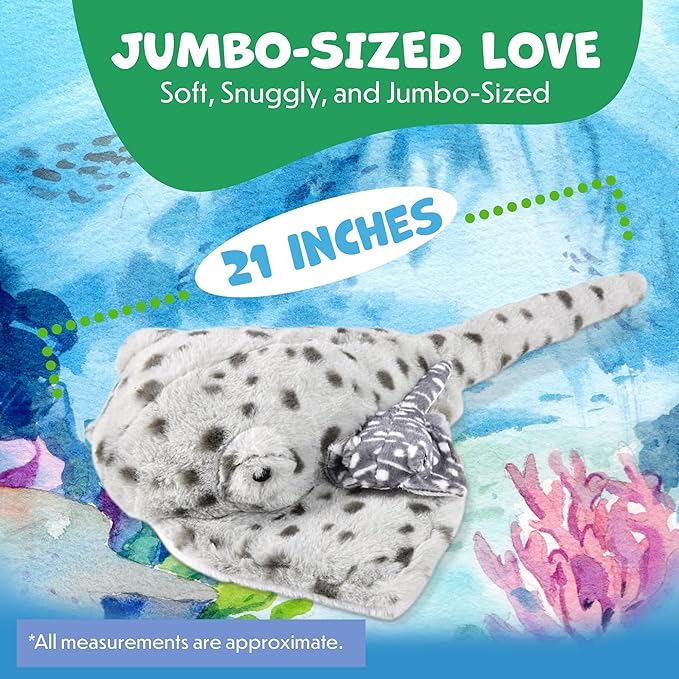 Mom and Baby Stuffed Animals for Boys & Girls, Safari Baby Shower Decorations, Nursery Decor, Zoo Animals for Toddlers, Quality Realistic Toys Kids Will Love, Cute, Soft, Huggable (21" Stingray)