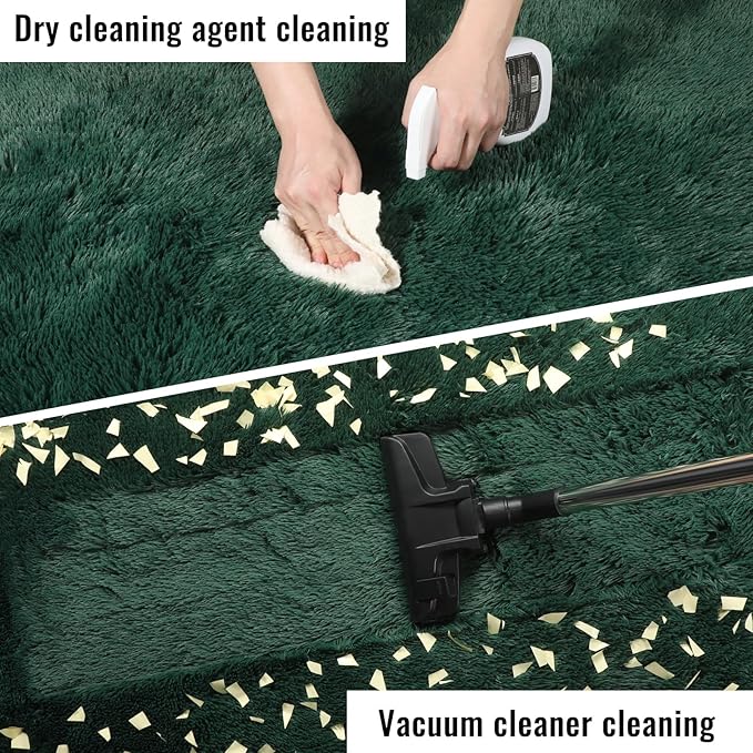 PAGISOFE Dark Green Area Rug for Bedroom, Living Room Aesthetic, Soft Shaggy Fluffy Rugs for Boys Room Kids Nursery Playroom, Plush Indoor Floor Emerald Green Rug Shag Cool Carpet, 4x6 Rug