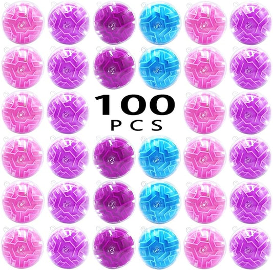 100 Pcs Puzzle Maze Ball Mini 3D Gravity Cube Puzzle Ball Toy for Kids Ages 3 6 7 8-10, Educational Challenges Magic Brain Teasers Games for Boys Girls Birthday Gifts Classroom Prize