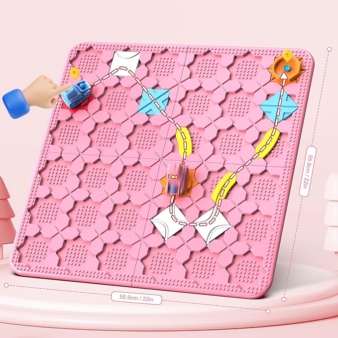 Road Builder Kids Logic Toys: Large Puzzle STEM Board Games, Educational Montessori Toys Birthday Gifts for Age 4-8 Year Old (Pink)