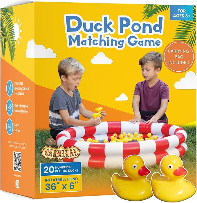 Duck Pond Matching Carnival Game, Outdoor Games for Kids Birthday Party Field Day Fun Activities for Kids 4-8, 3-5 - Outdoor Water Toys and Games for Backyard, Memory Game, Easter Gift Summer Toy