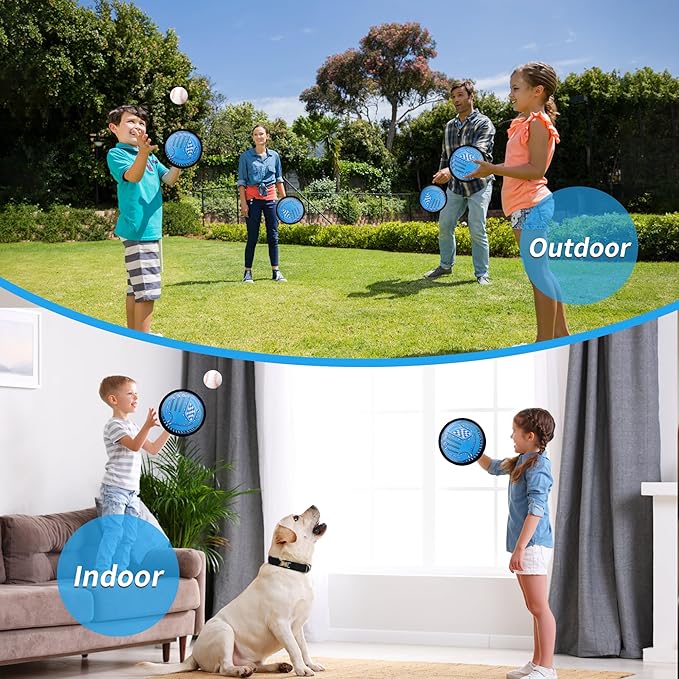 Toss and Catch Soft Ball Game Set Toys for Kids 3 4 5 6 Boy Girl, Toddler Baby Beginner Sticky Baseball Softball Catcher Glove Mitt Pad Paddle, Outdoor Indoor Tennis Ball Catching Sports Toys