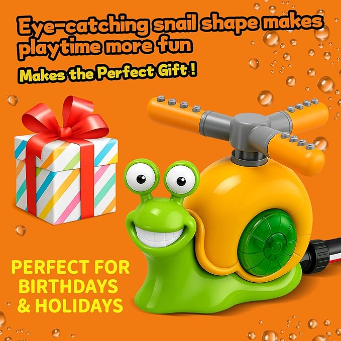 Water Sprinkler Baseball Toy for Kids Outdoor Play, 2 in 1 Snail Sprinkler with Bat and Balls, Backyard Lawn Pool Summer Game for Boys Girls Ages 4-8