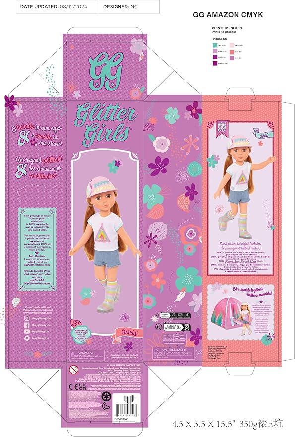 Glitter Girls – 14-Inch Doll Astrid – Poseable Arms & Legs – Light Red Hair & Hazel Eyes – Camping Outfit, Matching Cap, and Glitter Boots – 3 Years + – Astrid