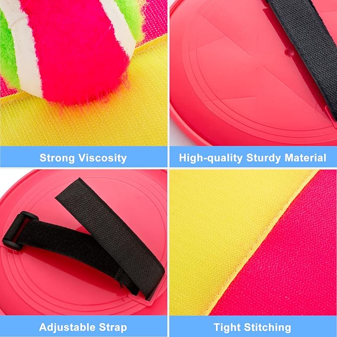 Outdoor Games for Kids - Toss and Catch Ball Set with 4 Paddles, 4 Balls, and 1 Storage Bag, Yard Games for Boys and Girls, Ages 4-8