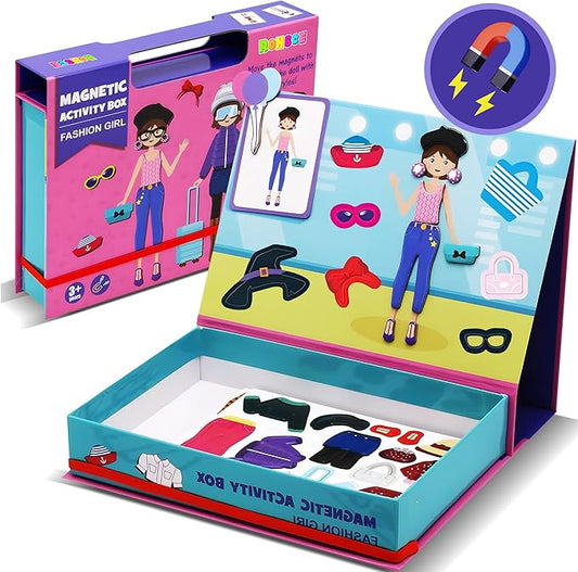 Magnetic Paper Dolls for Girls ages 4-7 - 71 PC Fashion Girl Magnetic Dress Up Dolls Kits & Preschool Toddler Learning Activities, Travel-Friendly STEM Toy, Fun Fridge Magnets for Toddlers 3-12