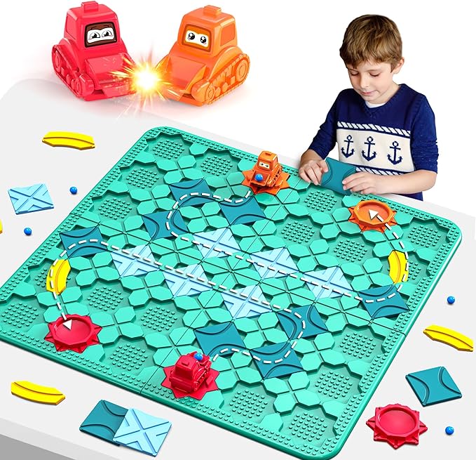 Road Builder Kids Logic Toys: Large Puzzle STEM Board Games, Educational Montessori Toys Birthday Gifts for Age 4-8 Year Old (Blue)