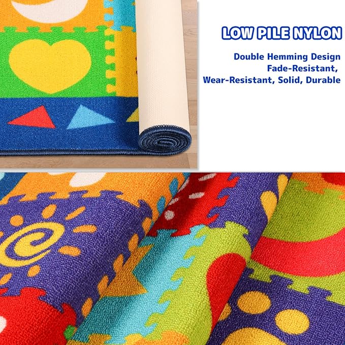 Classroom Rugs, Preschool Rugs for Classroom Elementary, School Learning Seat Area Rug, Non-Slip Educational Classroom Carpet, Washable Kids Rugs for Playroom Nursery (Style 1, 13'x 7'5")