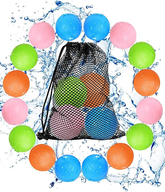 Multicolored Reusable Water Bomb Balloons,Pool Outdoors Summer Party Grasslands Toys Gifts,Automatic Water Filling Balloons for 3+ Years Old Boys Girls Adults(16Pack)