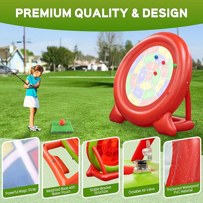 Giant Inflatable Dart Board Outdoor Soccer Golf Yard Games, Large Carnival Games for Kids Adults Family, Lawn Kick Darts, 65.3in Tall Throw Dartboard with Kick Balls & Electric Air Pump