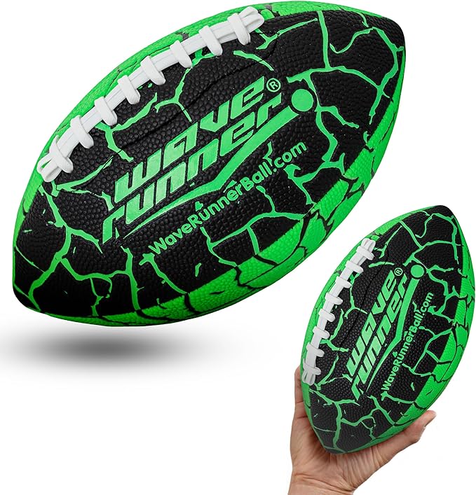 Wave Runner Grip It Waterproof Junior Size Football, 9.25 Size, Durable & Double Laced, Perfect for Beach Accessories, Kids Games, Pool Toys, Outdoor Games, All-Weather Indoor & Outdoor Play