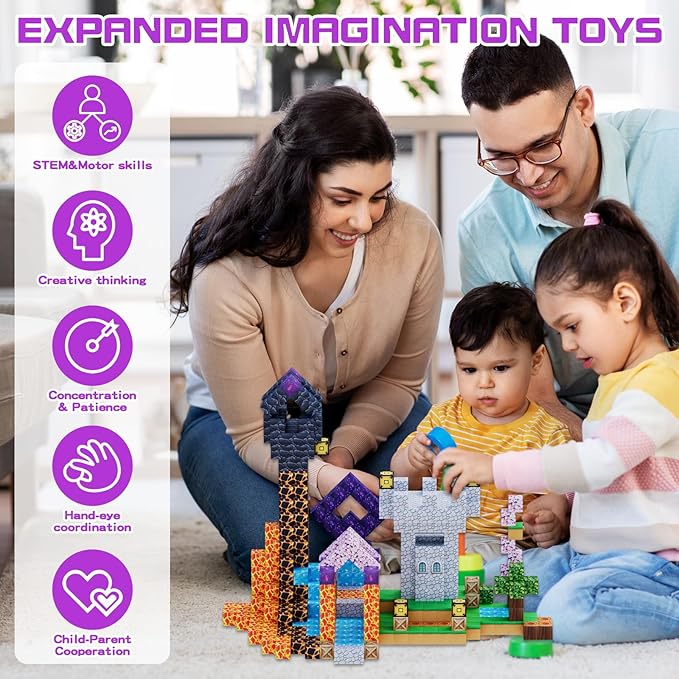 Magnetic Blocks-120 PCS Large Magnetic Building Blocks Toy for Age 3+,STEM Montessori Sensory Toys for Kids Boys Girls 3 4 5 6 7 8 9 10, Kid's Gift for Birthday Easter Halloween