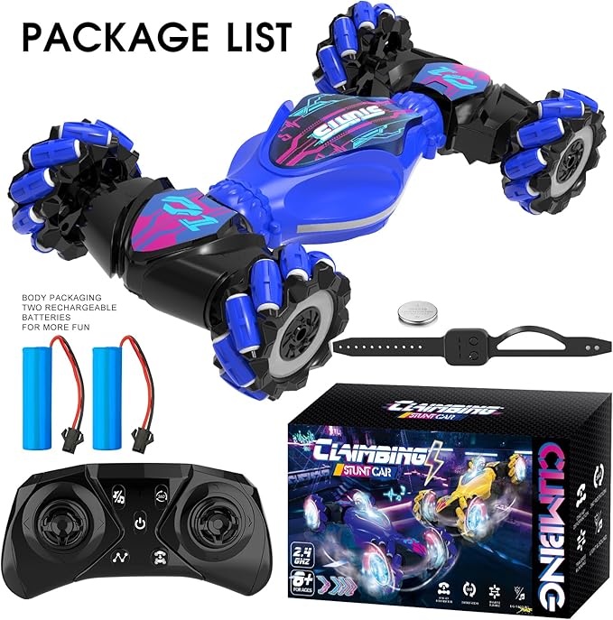 Gesture RC Car - Gesture Sensing RC Stunt Car Toys for Boys Girls Aged 6-12, 2.4GHz 4WD Hand-Controlled Remote Control Twist Car with Lights Music - Best Birthday Gifts for Kids