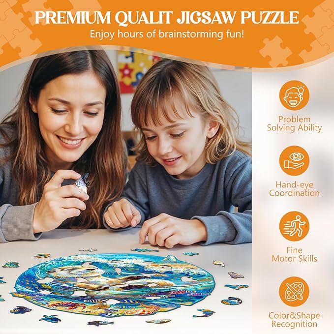 Wooden Puzzles for Adults, Wooden Jigsaw Puzzles for Adults Kids, Leisurely Otter Unique Shaped Wood Puzzles Adult, Creative Birthday Gifts for Friends Family Game (8.5 * 8.3n 100pcs)