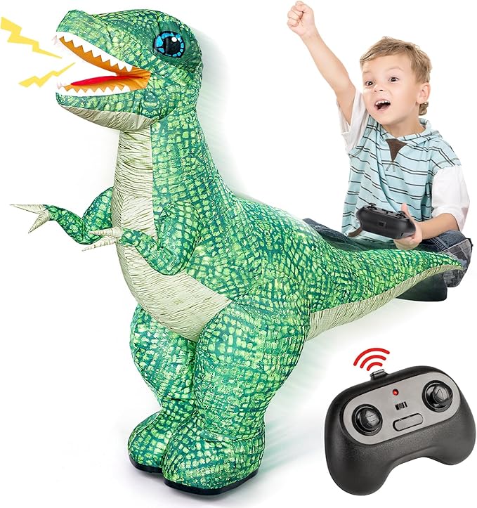 2.4GHZ Remote Control Inflatable Dinosaur Toy for Kids,Electric Toy Dinosaur with 360°Rotation,Forward & Backward,Rechargeable Walking Dinosaur Toy for Boys Kids Age 6-8 8-12 Birthday Gifts