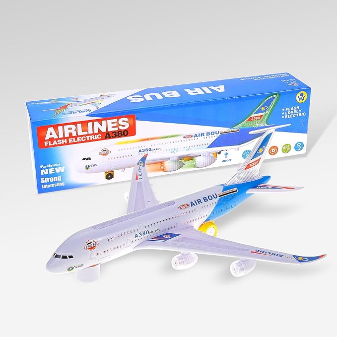 PowerTRC 2 Packs Kids Airplane Toys, Bump & Go Action Toddler Toy Airplane with LED Flashing Light, Music, Airplane Sound, Great Gift for Boys Girls Ages 3-12