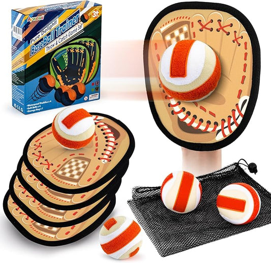 Aywewii Soft Toss and Catch Ball Set Toddler Toys Outdoor Games for 3 4 5+ Year Old Kids Boys Girls Outside Beach Pool Yard Baseball Training Glove Toys Games Easter Basket Stuffers Birthday Gifts