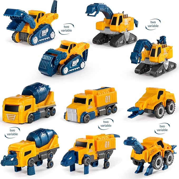 MIEBELY Toddler Robot Construction Vehicles Set – 5Pcs Transforming Robots for Kids - Magnetic Toys with Sturdy Connectors – Easy DIY Assembly Function – 5-in-1 Educational STEM Toys