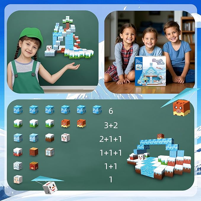 Magnetic Blocks, 120PCS Magnetic Building Blocks Magnet Cubes STEM Montessori Sensory Educational Toys for Kids Boys Girls Ages 3 4 5 6 7 8 9 10 Birthday Gifts