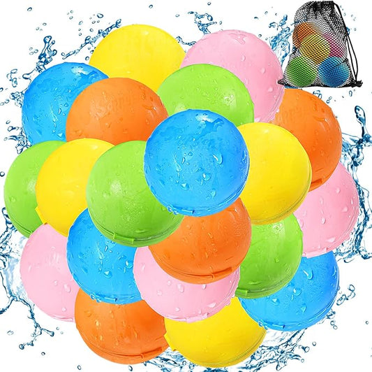 Magnetic Reusable Water Balloons for Kids, Refillable Water Balls Quick Fill for Pool, Outdoor Games for Beach, Summer Toys for Kids 4-10 (20Pack)