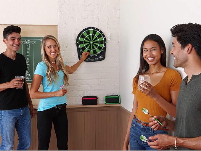 Fat Cat Sirius 13.5 Inch Compact Target Electronic Dartboard, Black and Green