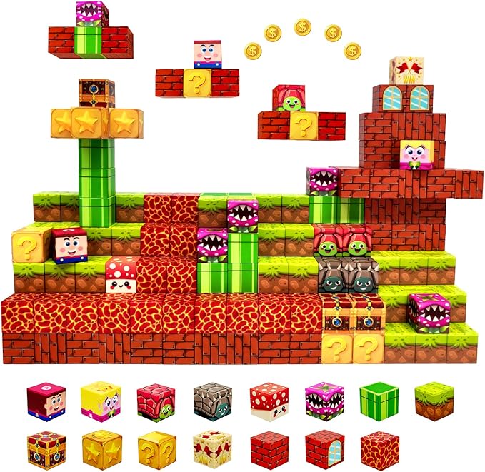 Magnetic Blocks Building Toys for Kids: Magnetic Blocks for Kids Ages 4-8, 1" Magnet Cubes, STEM Sensory Toys for Boys & Girls, Christmas Birthday Gifts for Kid Ages 3+