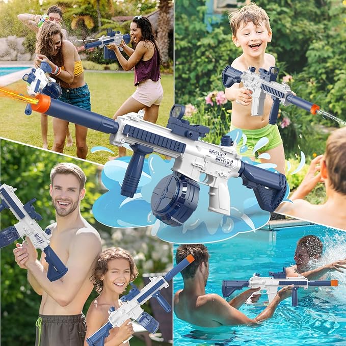 Electric Water Gun for Kids Adults,Water Blaster Squirt Guns with Light,Range up to 32ft,Summer Outdoor Beach Swimming Pool Party Toys Gifts for Boys Girls Ages 8 9 10 11 12 13 14