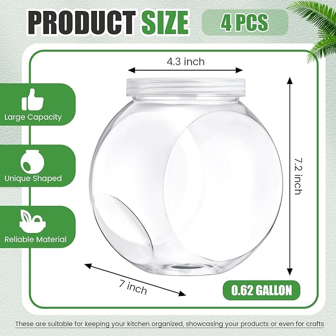 4 Pcs Plastic Candy Jar with Lid for Candy Buffet Large Storage Jar Clear Food Storage Canisters Kitchen Countertop Container for Cookies Beans Snacks Indoor Outdoor Wedding(80 oz)