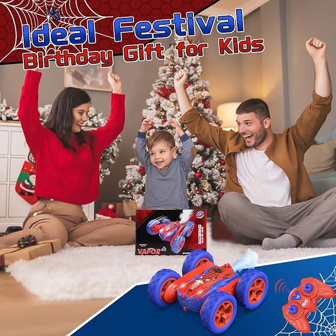 Spider Remote Control Car for Boys, RC Stunt Car with Light Spray, RC Cars Rechargeable Double Sided Driving 360° Flip Rotating Racing, Toys for Kids Age 4-6 6-8 8-12 Birthday Gifts