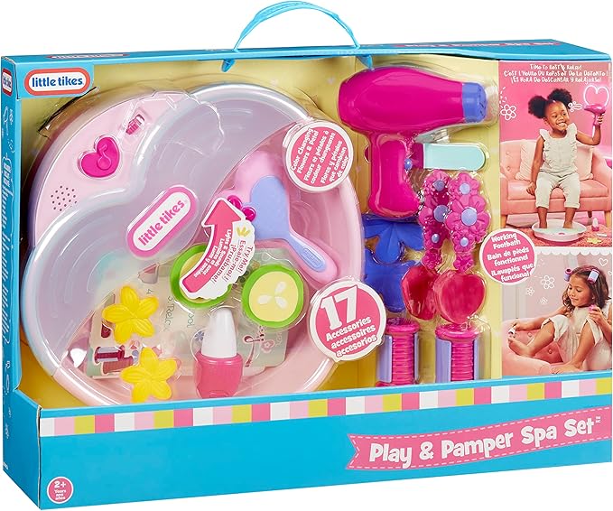 Little Tikes Play & Pamper Spa Set with 17 Accessories, Pretend Play Beauty Set, for Toddlers Kids Ages 2+ Years